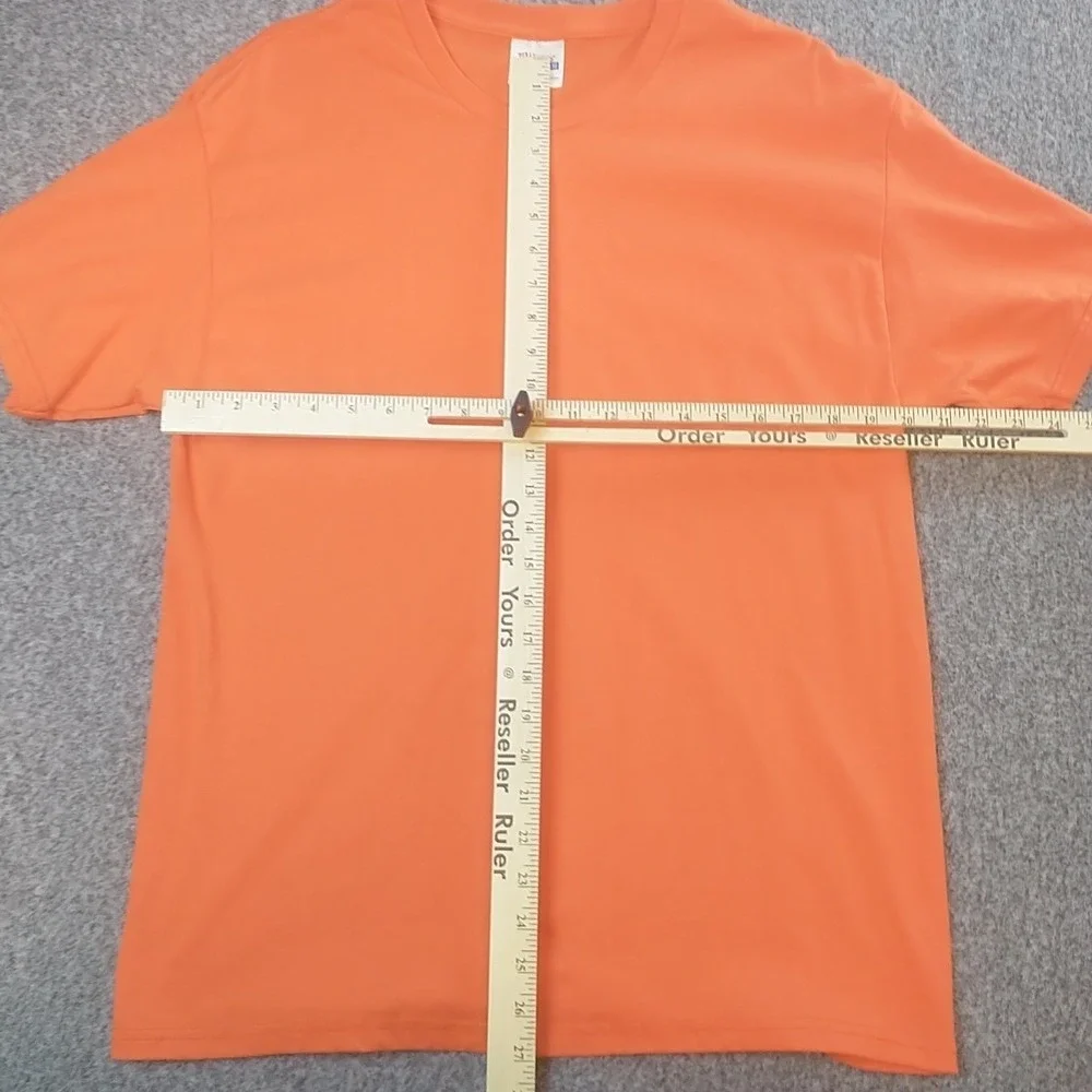 Hanes Heavyweight 50/50 Orange Short Sleeve T-Shirt Mens Large Solid Crewneck